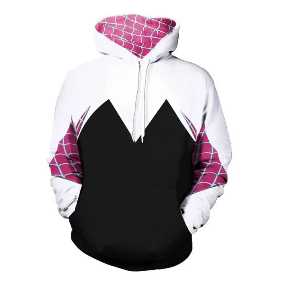 Miniso homem-aranha impressão 3d casal roupa gwen homem-aranha moletom com capuz masculino 3d impresso cosplay calças pulôver feminino