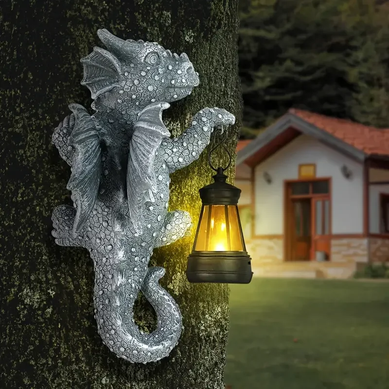 

Dragon Statue Solar Lantern Garden Outdoor Night Light Decor Mountable Trees Walls Fences Birthday Housewarming Mother's Day