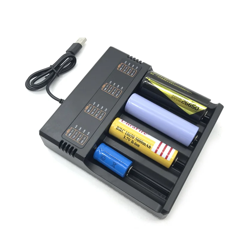 

4 Slots Smart 18650 Charger Lithium Battery Charger Universal Battery USB Charger Smart Charger for Rechargeable Battery