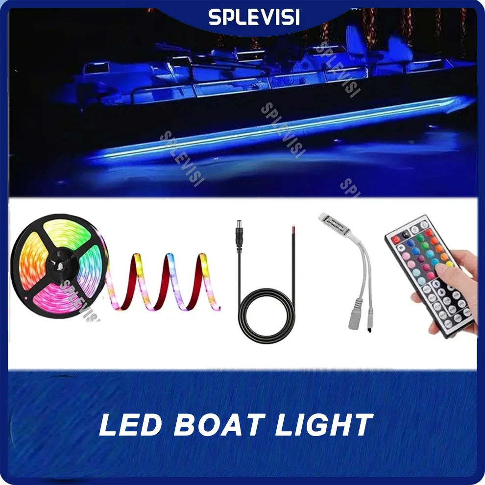 Waterproof LED Boat Strip Lights, Multi-Color Marine Pontoon Led Lights RGB For Under Gunnel Boat Deck Night Fishing Bass Yacht