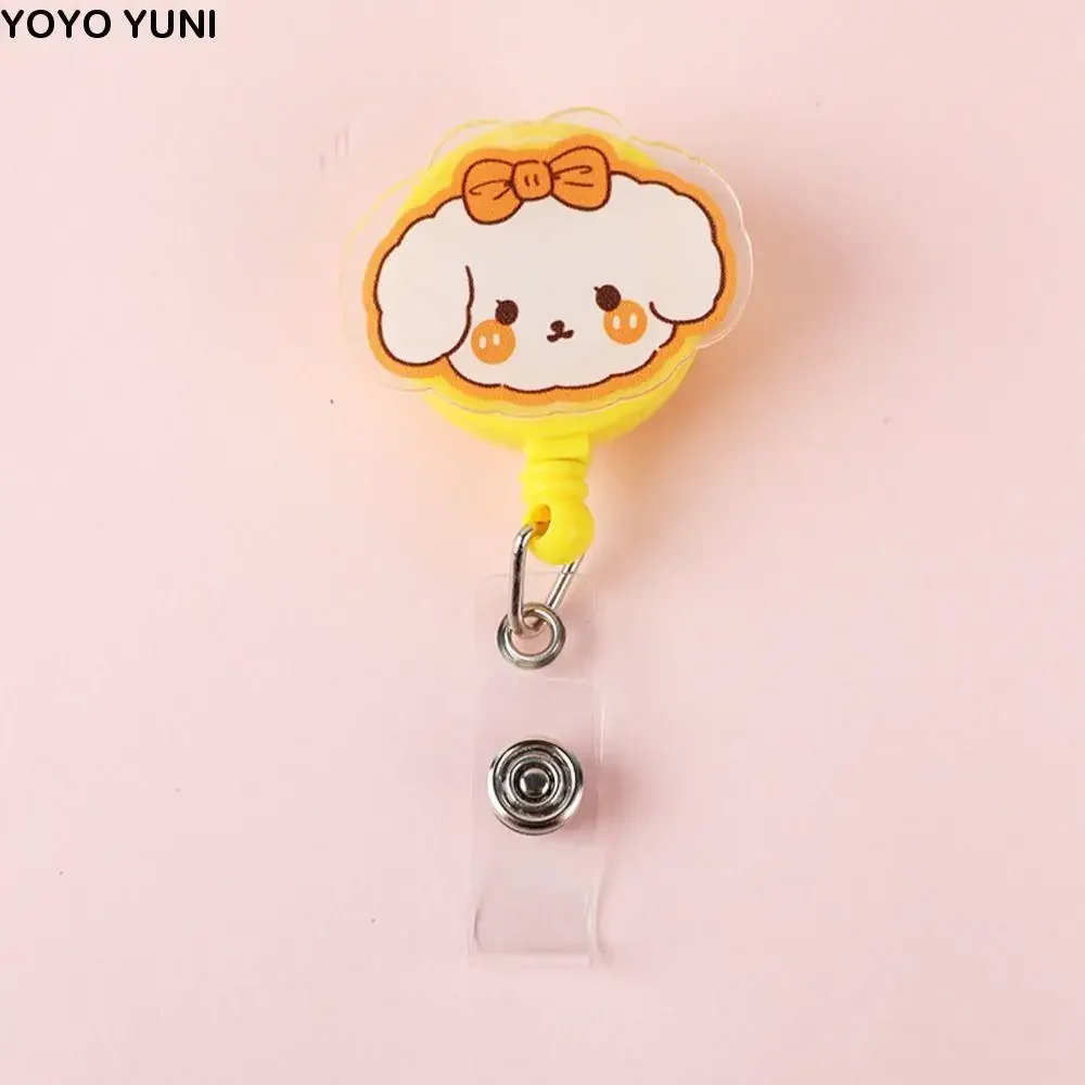 

Easy To Pull Badge Holder Clips Cute Colors Exhibition Enfermera Retractable Badge Reel Name Card Acrylic ID Card Holder