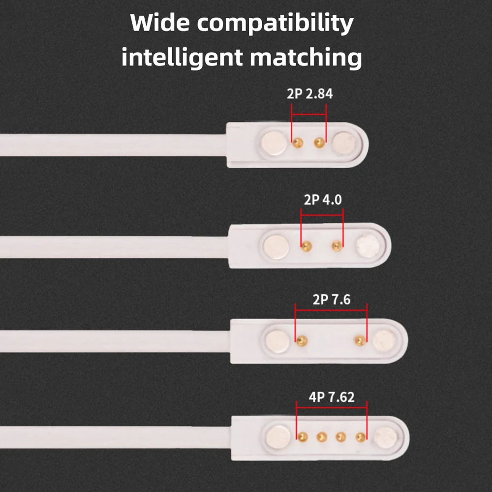 Cabo magnético universal para relógio infantil, carregador de relógio inteligente, 2 pinos, 4 pinos, 2.84mm, 4mm, 7.62mm, USB, Q12