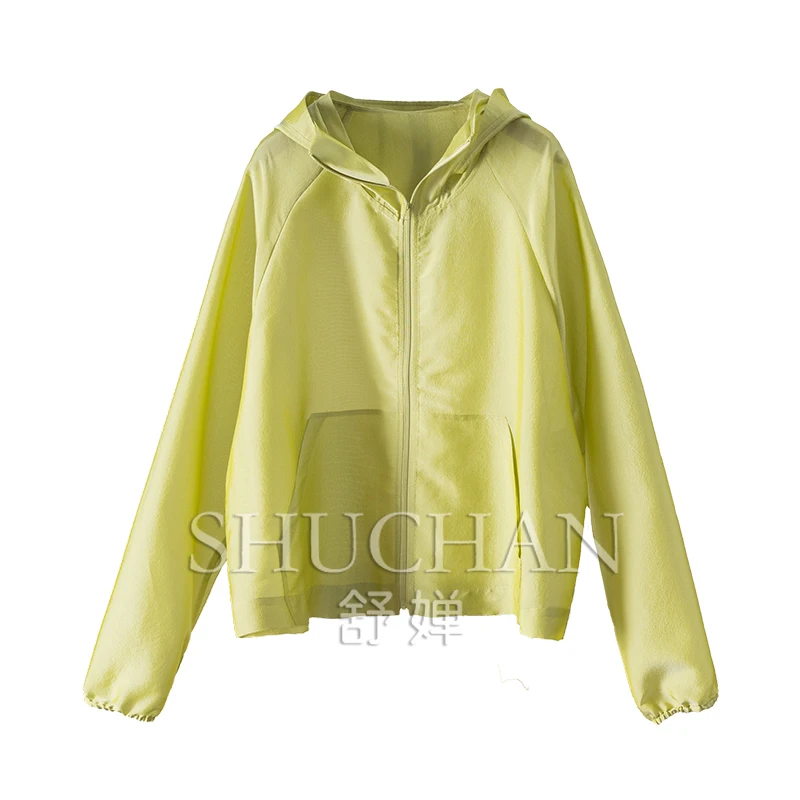 

Sunshade Silk + Acetate Hooded Long-sleeved Thin Coat Women Jacket Summer 2024 Abrigos Mujer Invierno