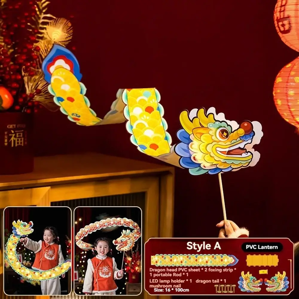 

Luminous Toys Mid-Autumn Dragon Dance Lantern DIY Craft Cartoon Chinese Style Dragon Lamp Handmade Creativity