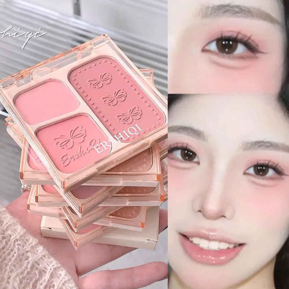 3-color Blush Natural Color Rendering Delicate Non-flying Shadow Natural Matte Face Powder Rouge Contour Makeup Palett Peac O7W8