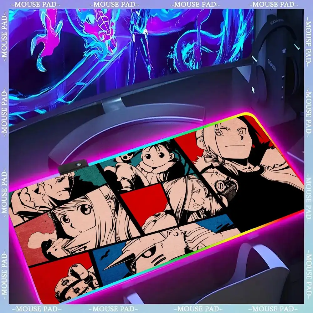 

Fullmetal Alchemist Mouse Pad Gamer Luminescence Led Mouse Pad Gaming Table Rgb Deskmat Keyboard Pc Mousepad