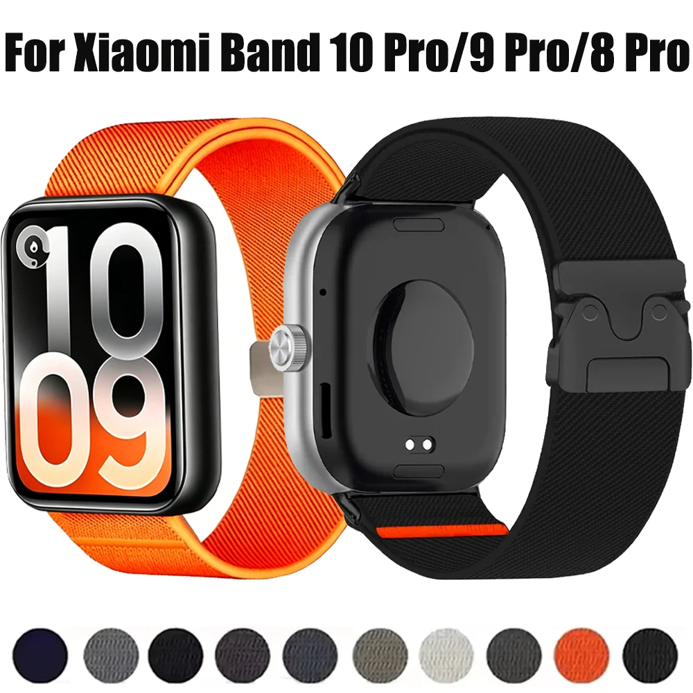 Nylon-Armband für Xiaomi Mi Band 10 Pro/9 Pro/8 Pro Sport Magnetische Fallschirmschnalle Elastisches Armband für Redmi Watch 6 5 4