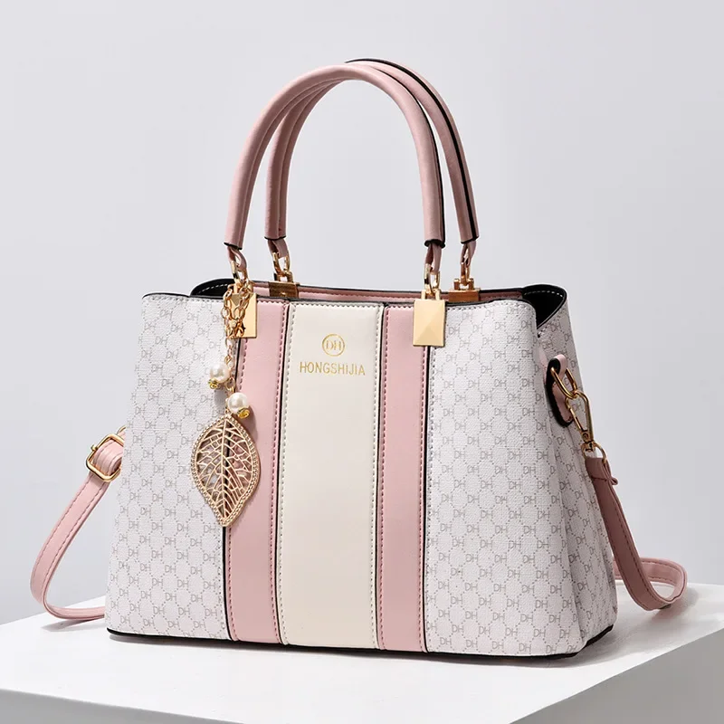 TRAVEASY 2024 Fashion Patchwork PU Leather Top-Handle Bags for Women Casual Large Capacity Female Shoulder Bags Vintage Tote Bag