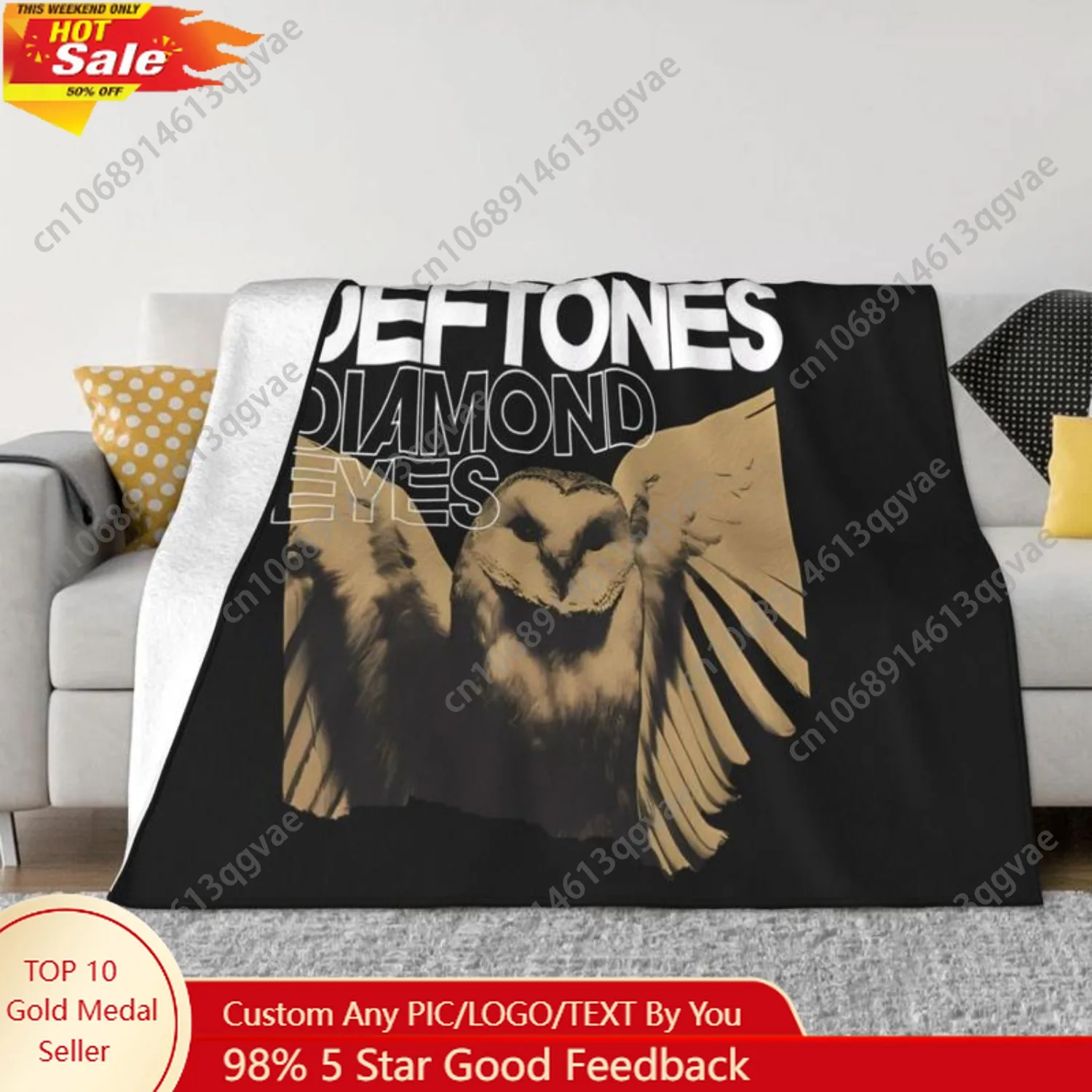 

Deftones Diamond Eyes Sepia Owl Plush Blanket Couple Blankets Custom Blanket Personalized Throw Blanket