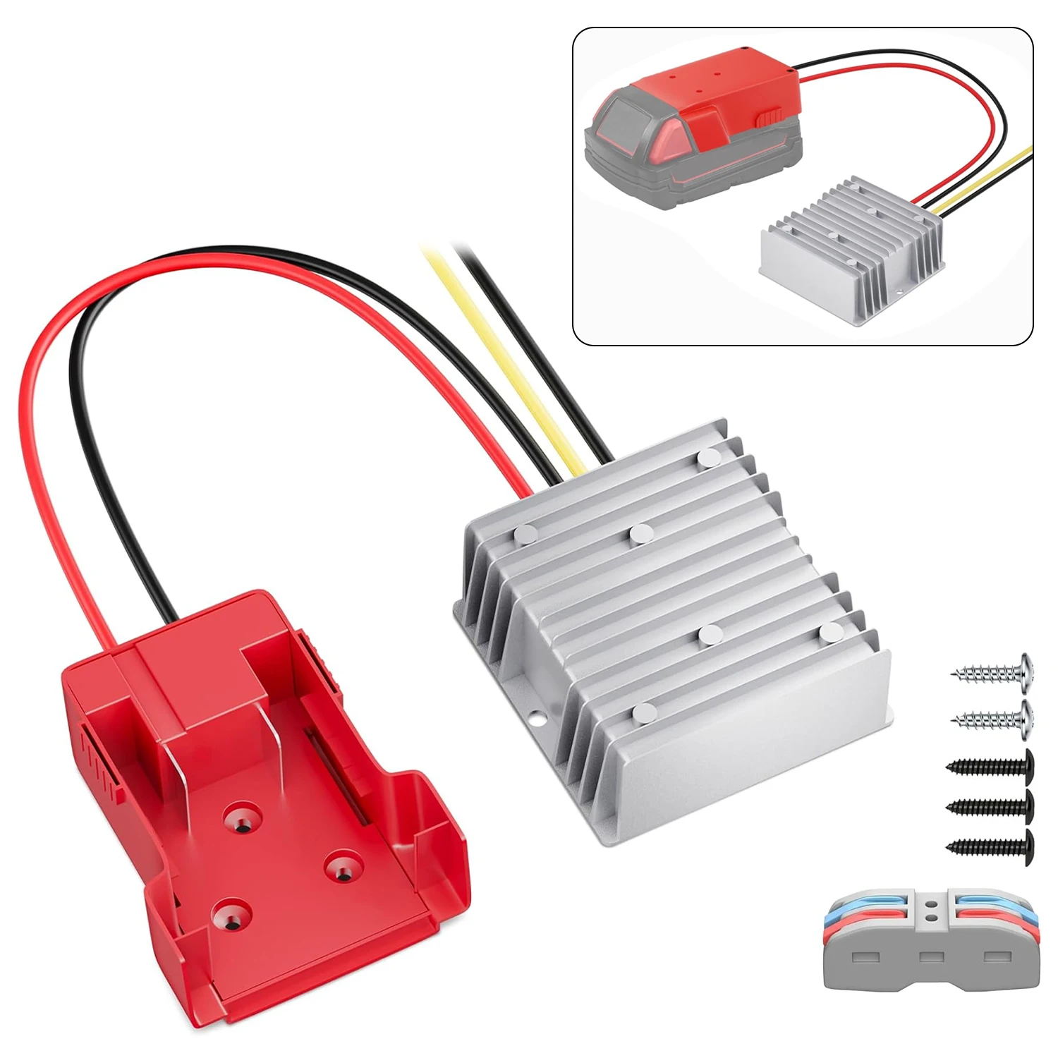 

NEW 18V to 12V Step Down Converter for Milwaukee Power Wheel Battery Adapter DC 12V 20A 240W Inverter Automatic Buck Converter