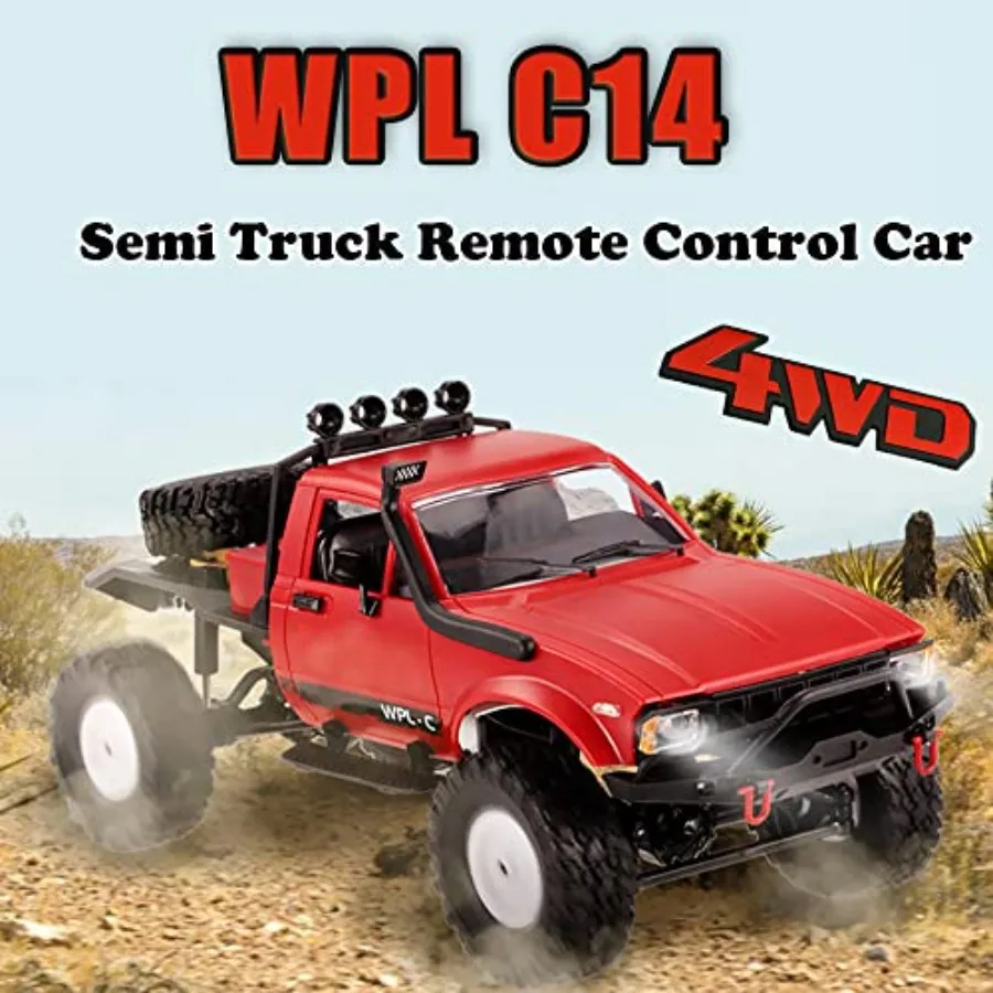 Offroad RC truck for rock crawling, ABS plastic body in black, waterproof design with LED lights and 2.4G RTR control