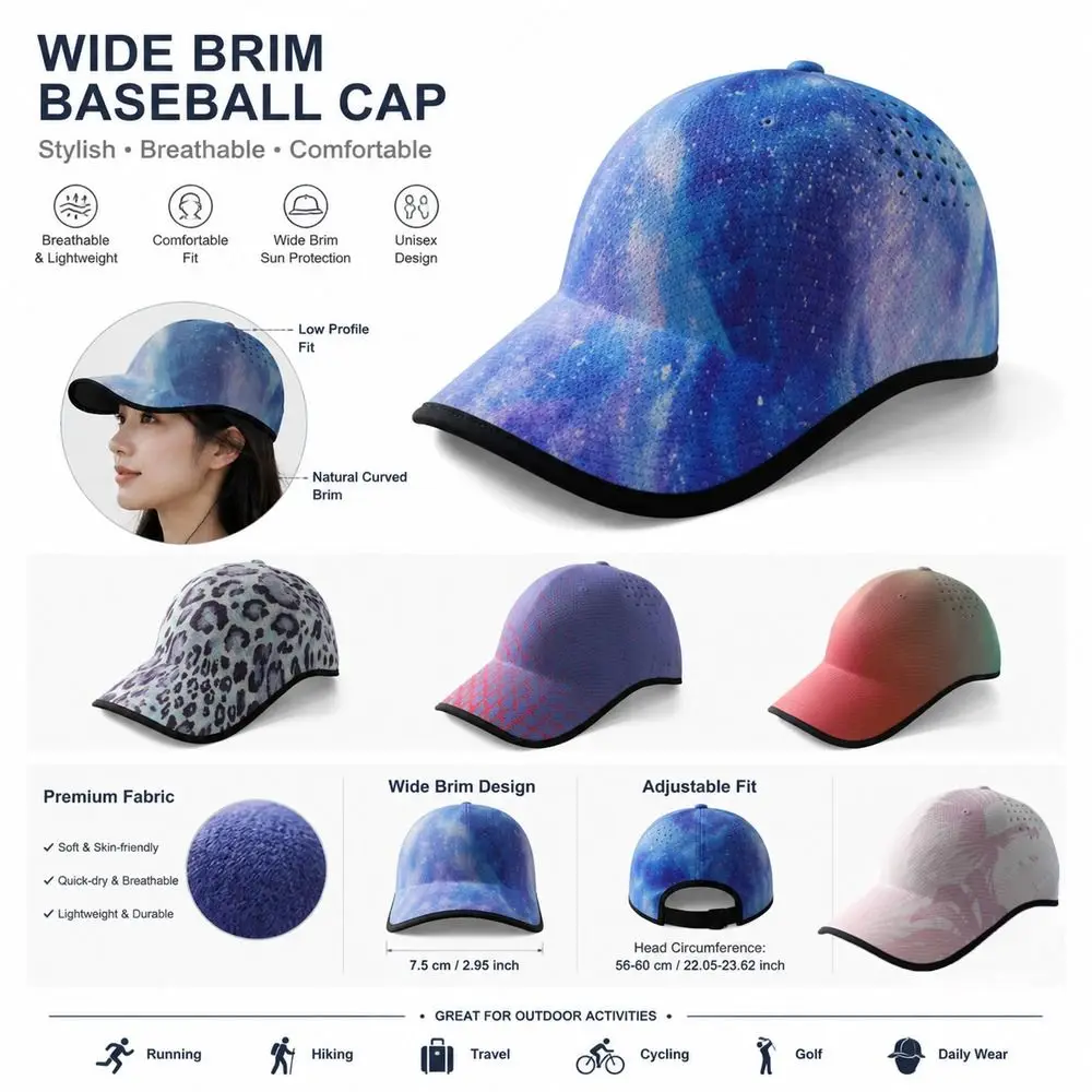 New Design Seamless Baseball Cap Packable Lightweight Sports Hat Quick Drying Breathable Visor Cap