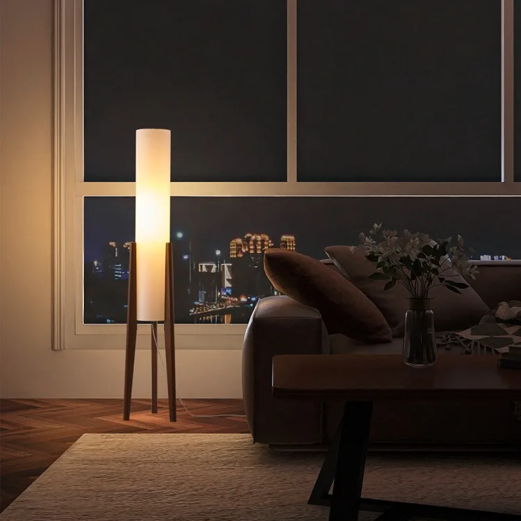 

Retro Tripod-style Floor Lamp, Wooden Floor Lamp for Living Room Sofa Side Lamp, Bedroom Bedside Lamp Home Decoration