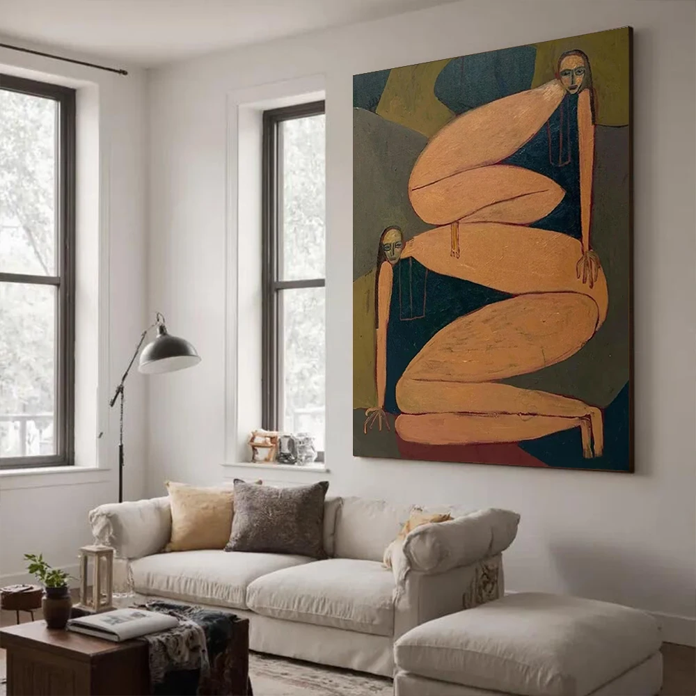 

Handmade Abstract Oil Painting on Canvas Elegant Lady Wall Art Large Mural Thick Home Living Room Decorative Image