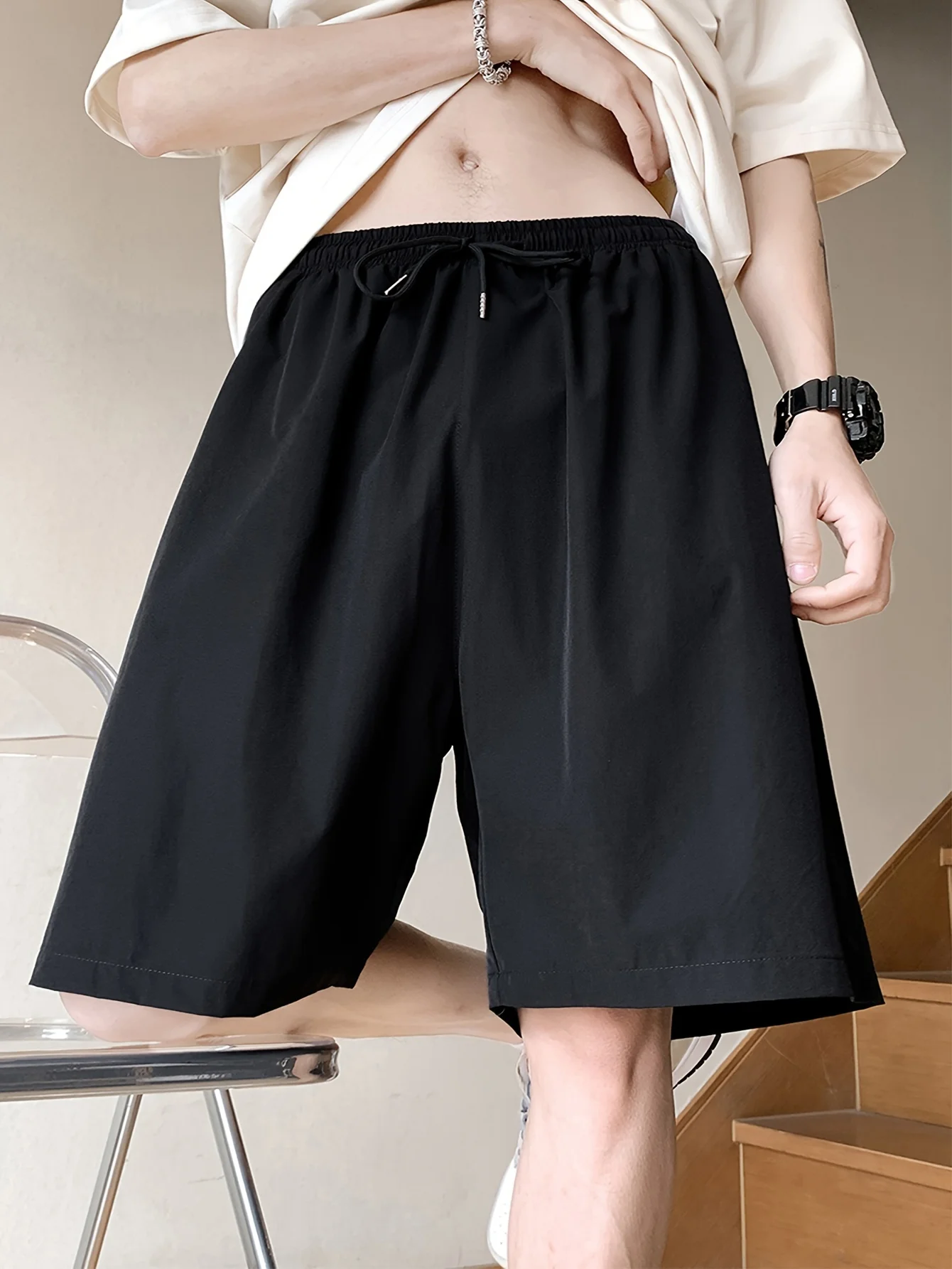 

Summer Casual Shorts Men's Trendy Brand Loose Solid Color Versatile Five Quarter Pants Men's Sports Shorts