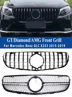 Front Panamericana GT Style Grille For Mercedes Benz GLC SUV Coupe X253 C253 2015-2019 Black Silver Prefacelift Sport AMG