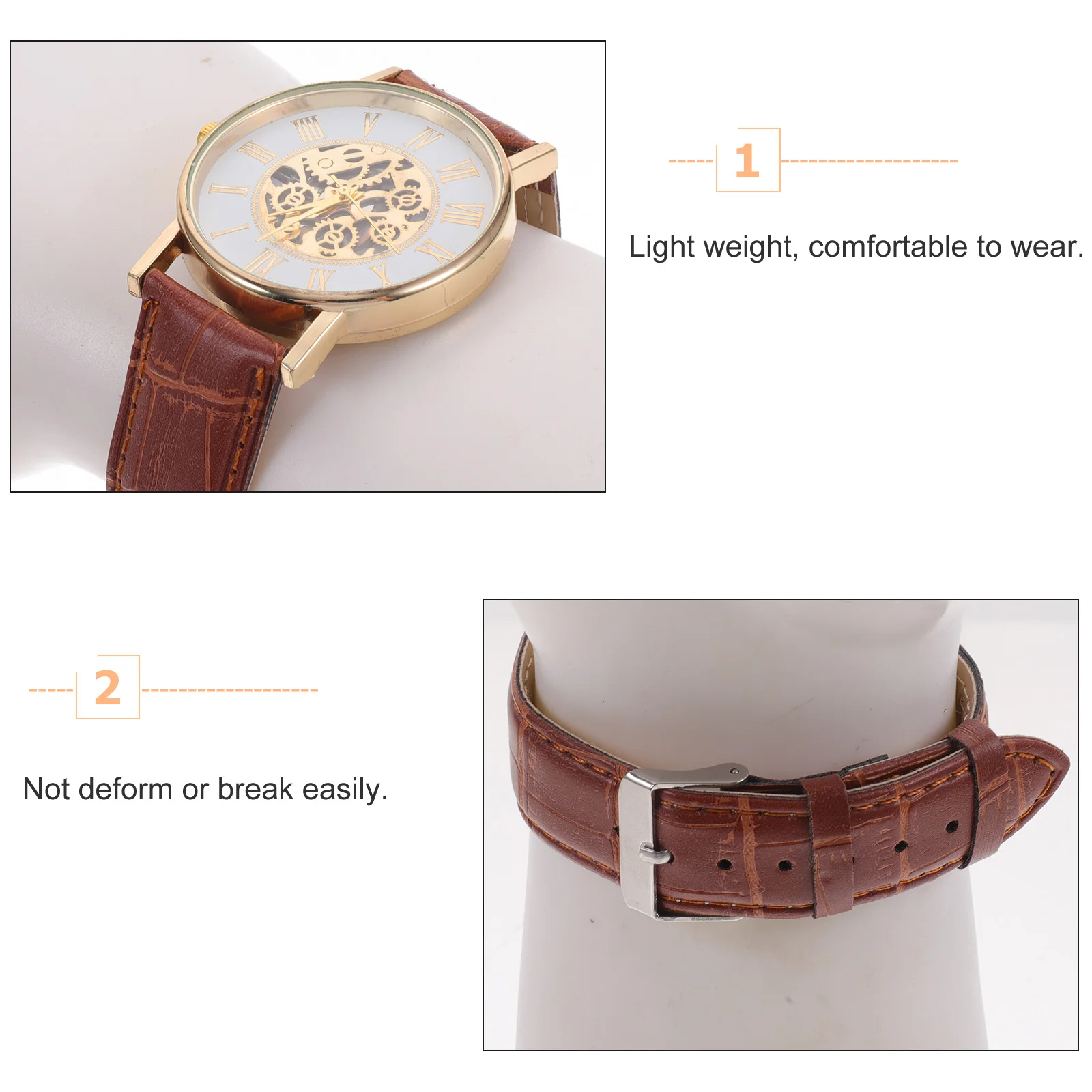 

1pc Luxury Quartz Watch for Men Women Hollow Business Alloy Strap Brown Glass Dial Fashionable Work Wristwatch Casual Party Gift
