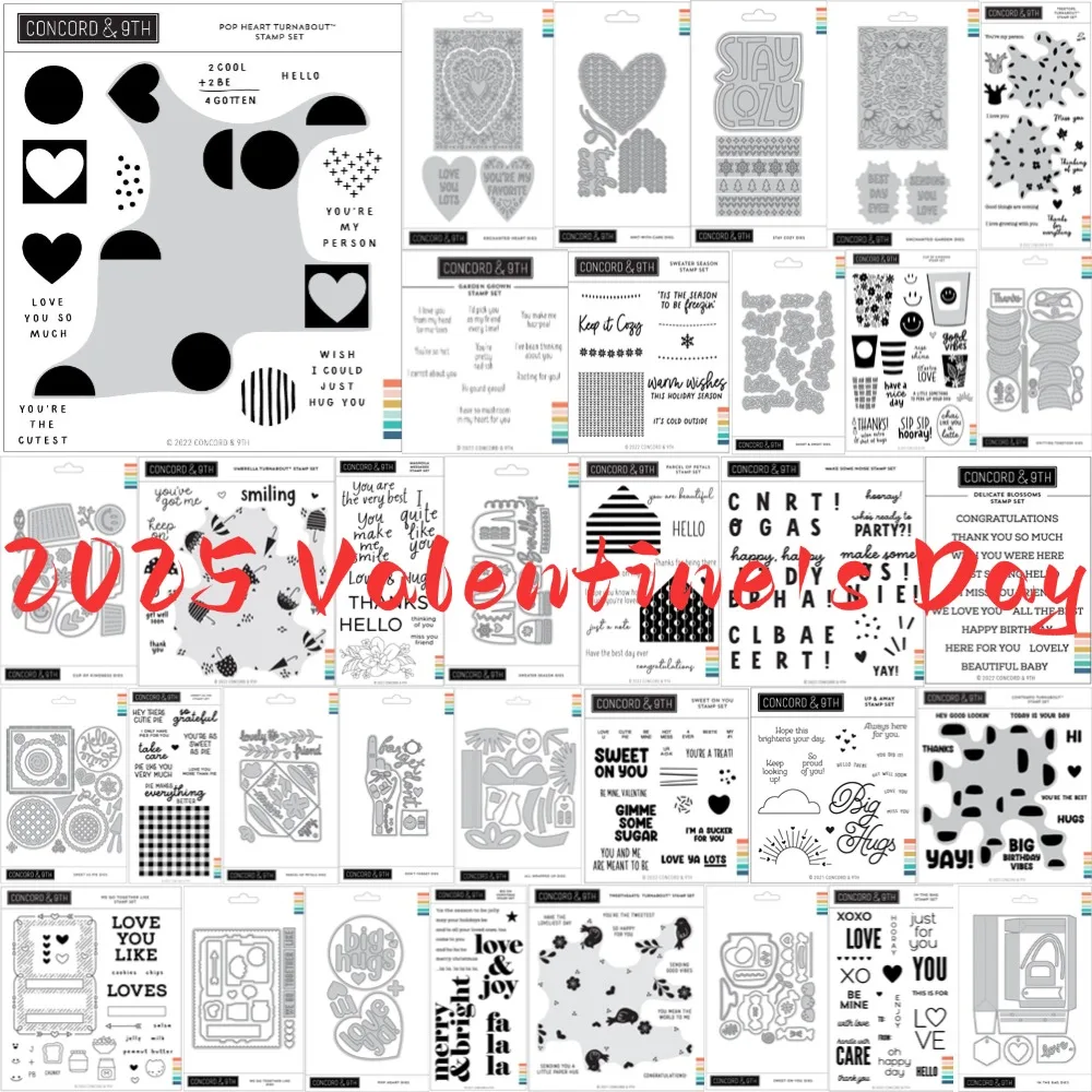 2025 Valentine's Day Metal Cut dies and Sweet and Hearts Stamps for DIY Scrapbooking Photo Album Embossing Decorative Paper Card