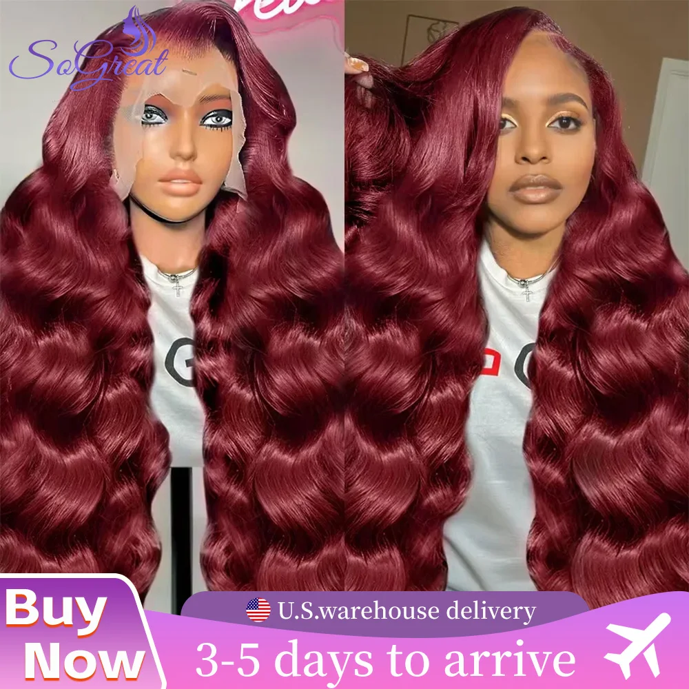 

SoGreat 13x4 Кружевной фронтальный парик с объемной волной 13x6 Hd Фронтальный парик Объемная волна Парики из человеческих волос 99j Бордовые человеческие волосы Цветные бразильские