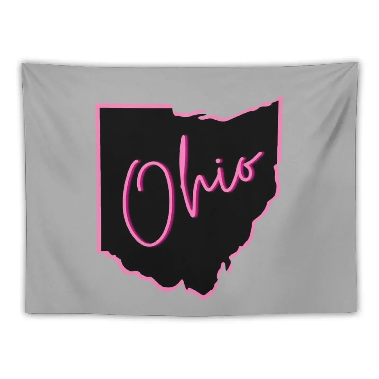 

Ohio - Cute Pink Ohio State Tapestry Wall Hanging Living Room Decoration Room Decoration Aesthetic Tapestry