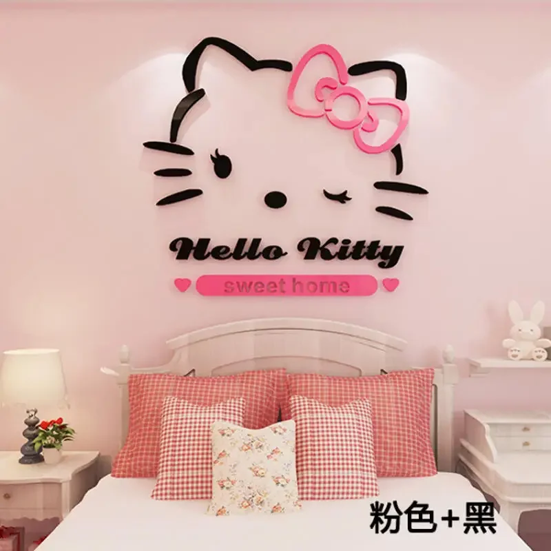 

Милые 3D-стикеры для стен Hello Kitty в стиле аниме, Sanrio, для детской комнаты, спальни, декоративные наклейки на стену, подарок