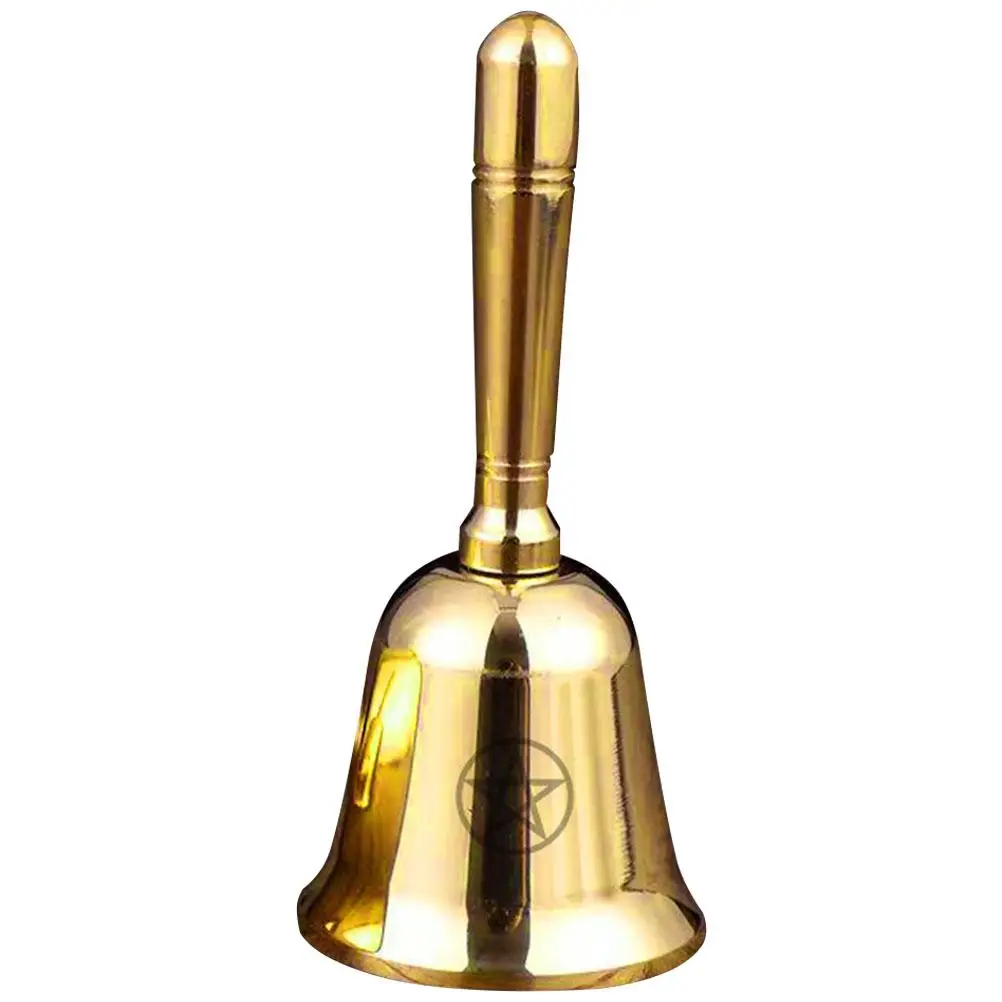 

Mini Pentagram Bell Vintage Brass Altar Ritual Decor Handheld Wedding Wiccan Supply Craft Exquisite nament