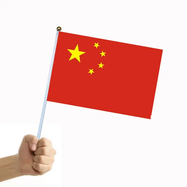 

50/100Pcs Premium Quality 14*21cm Polyester Chinese Hand Held Flag with Double-Sided Graphics National flag wholesale