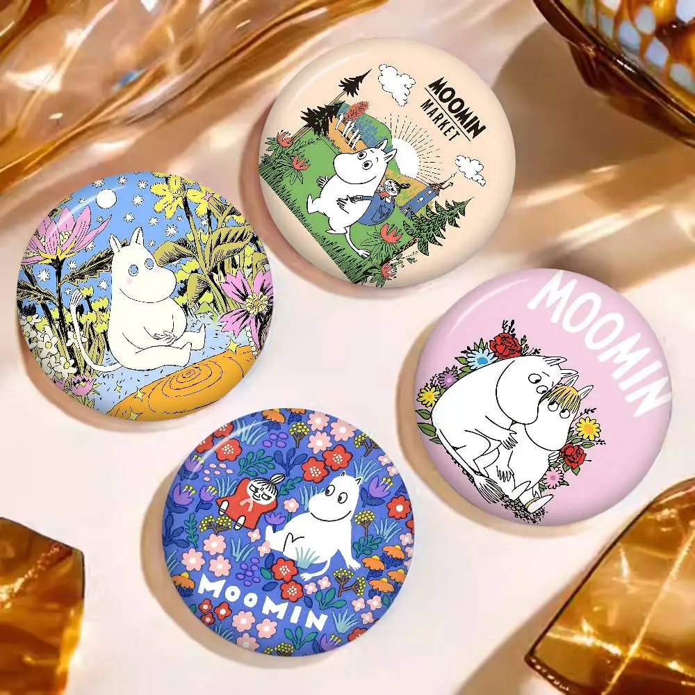 Cute M-Moomins Anime Cartoon Bear Tinplate Pin Button Custom Anime Role Old-school Brooch Cartoon Collar Badge Jewelry Gift Fans
