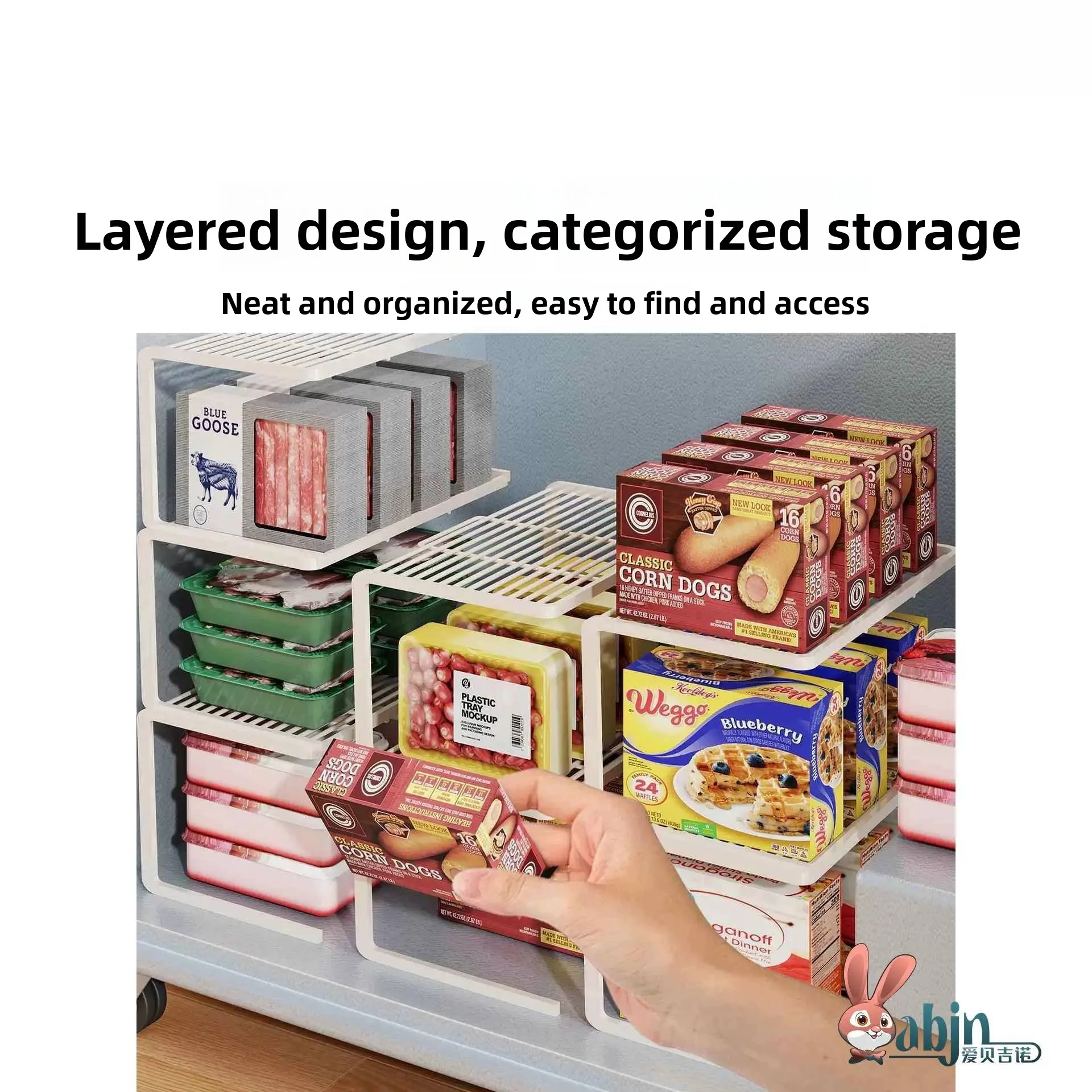 Internal Multi-layer Shelf Organizer for Refrigerator And Freezer Storage Basket Dividers Adjustable Frame by ABEYINUOR