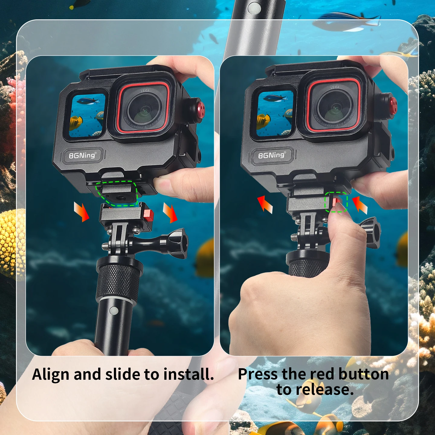 IP68 Wasserdichtes Metallgehäuse für Insta360 AcePro Ace Pro 2 Action-Kamera Unterwasser-Tauch-Magnetische Schnellverschluss-Halterung – Detail 9