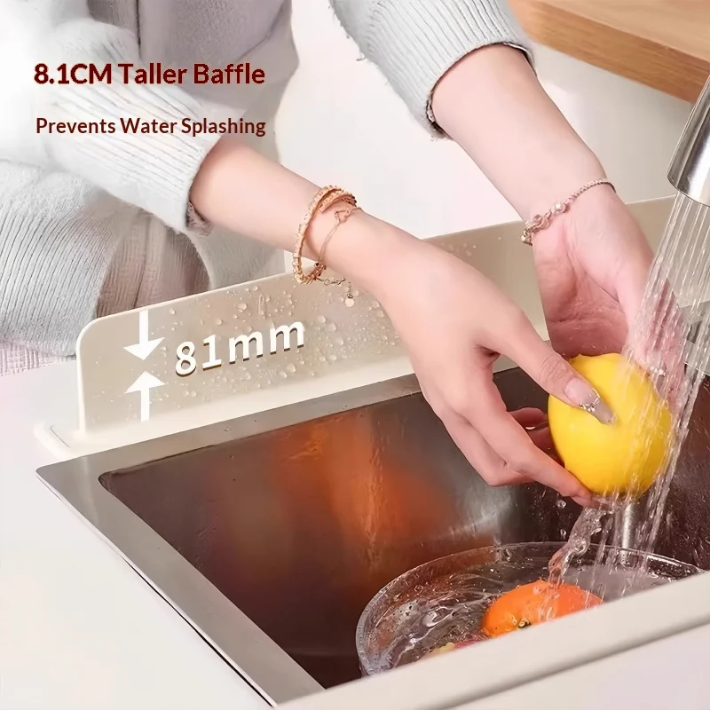 Silicone Sink Splash Guard Suction Cup Water Baffle Anti‑Splashing Water Dam Kitchen Countertop Protector for Washing Dishes