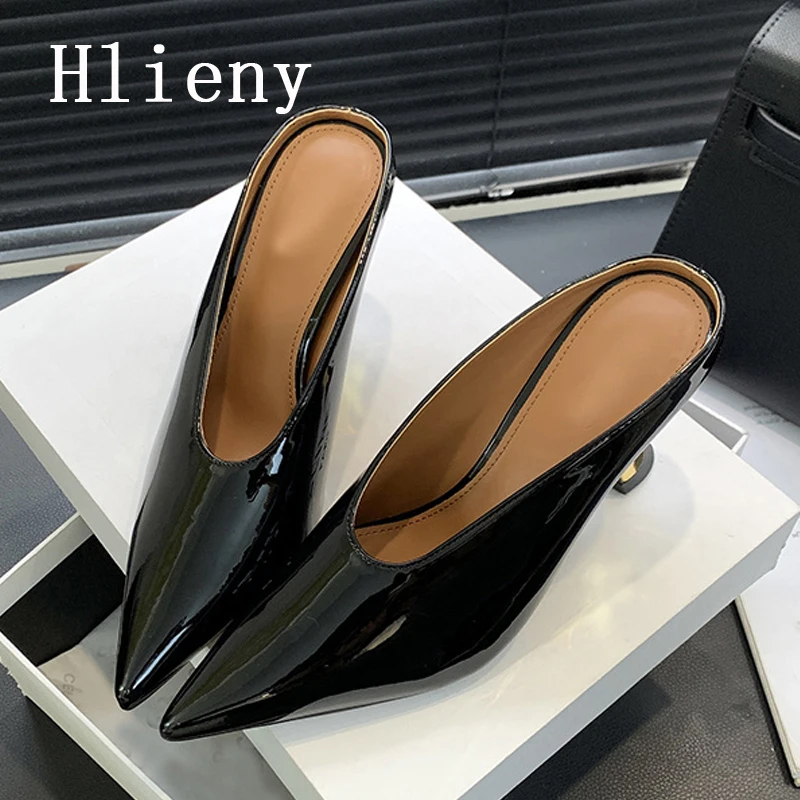 Hlieny Gold Silver Low High Heels Pumps Women Sandals Pointed Toe Buckle Strap Elegant Slingbacks 2024 Spring Slipper Shoes