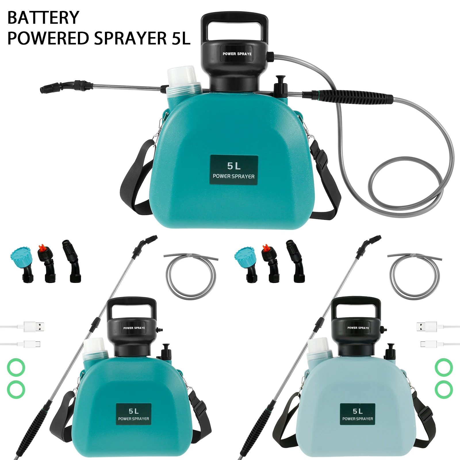 Electric Plant Sprayer 5L/1.35 Gallons Rechargeable Plant Sprayer 2000mAh Battery Powered Adjustable Water Sprayer with 3