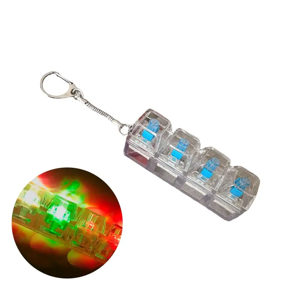 1/4/9Key Mechanical Keyboard Stress Relief Fidget Toy Decompression Cute Cat Paw Key Ring Transparent Keyboard Button Gift view 3