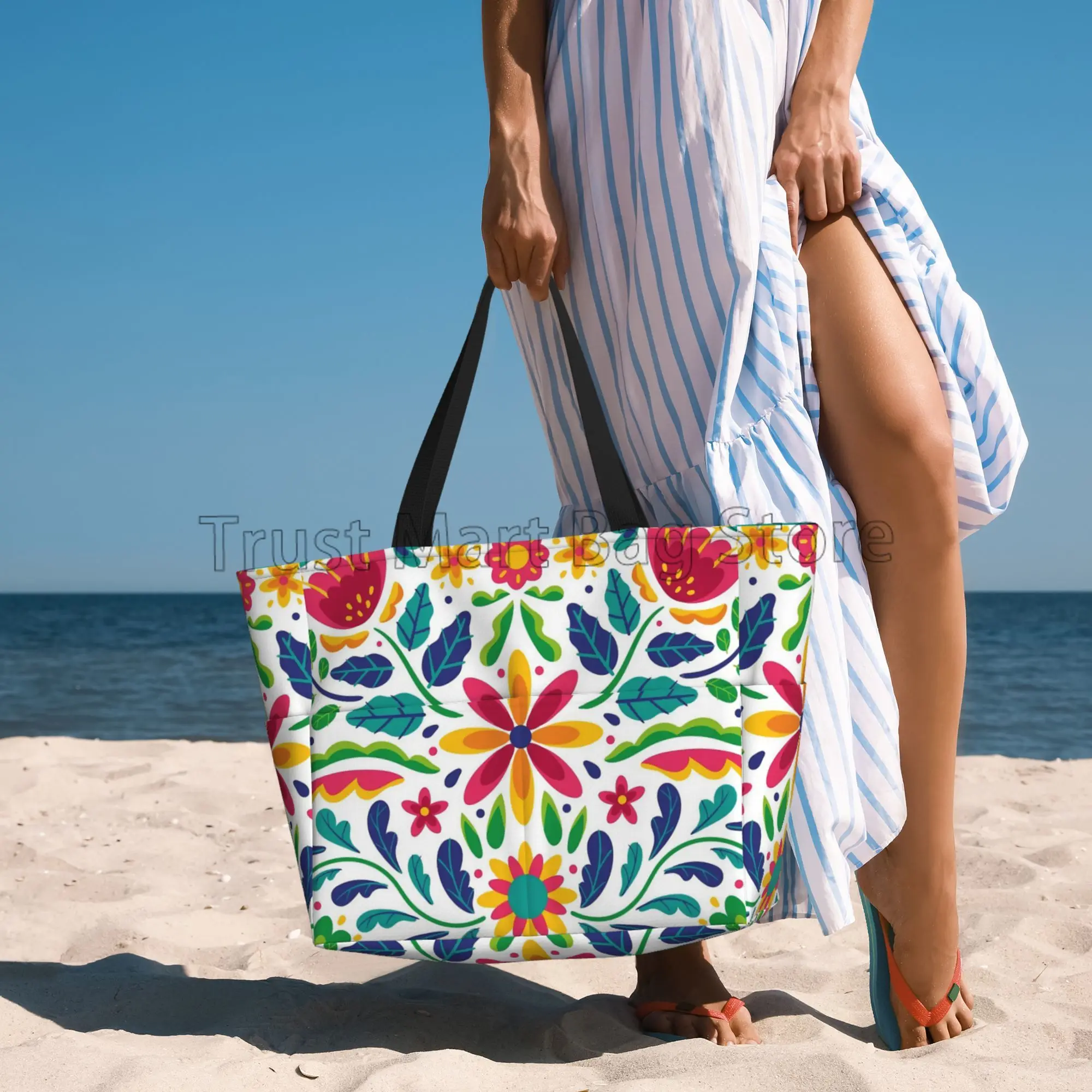 Borse da piscina da spiaggia impermeabili con fiori messicani per donna borsa da palestra Extra Large da donna borsa da trasporto per il viaggio del