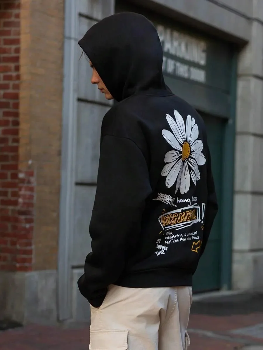 

High - Quality Pure Cotton Hoodie Embellished with Exquisite Daisy Motif and Catchy Text A Must - Have for Enthusiasts of Trendy