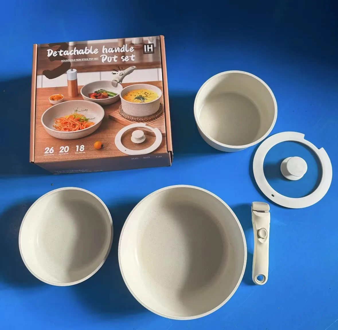 Hxl detachable handle non-stick cookware set