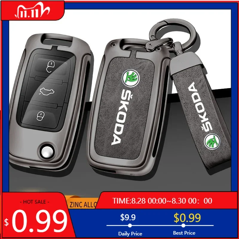 

Car Sticker Car Flip Remote Key Fob Case Cover Protector Shell Bag For Skoda Octavia A5 A7 Fabia Superb Kodiaq Karoq Keychain Ac