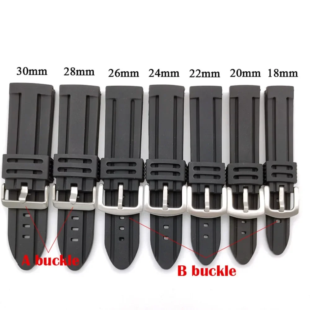 18mm 20mm 22mm 24mm 26mm 28mm 30mm Soft Silicone Rubber Watch Strap Sport Watchband for Rolex Waterproof Men Metal Bracelet Belt