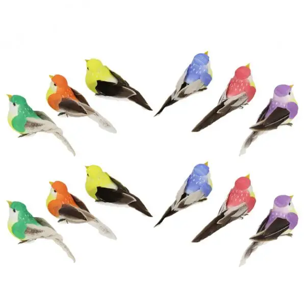 Foam Feather Artificial Birds Multicolor Miniature Bird Decor for Home Lawn Bonsai Pot Decorations