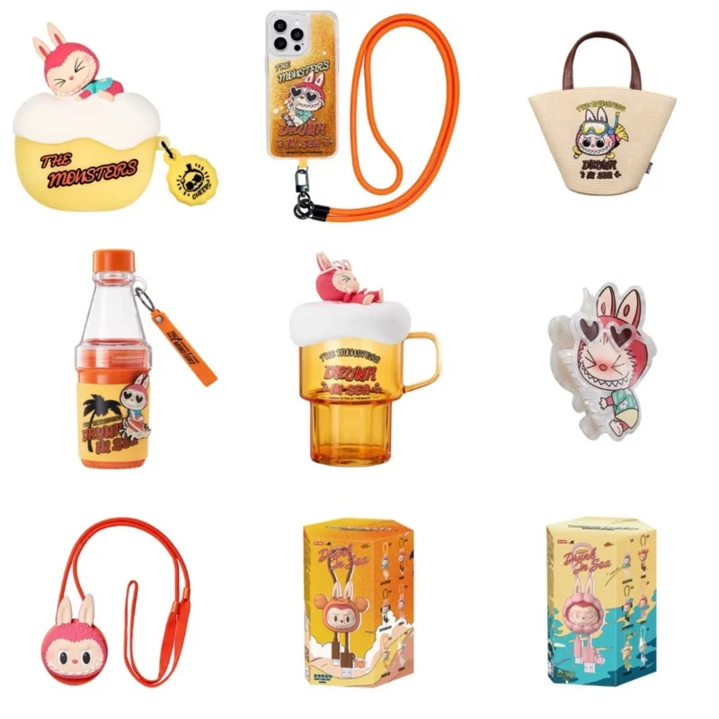 Authentic Labubu Series The Monsters Drunken Love At The Seaside Series Of Peripheral Products Airpods Pro Bag Cup Hair Clip Gif