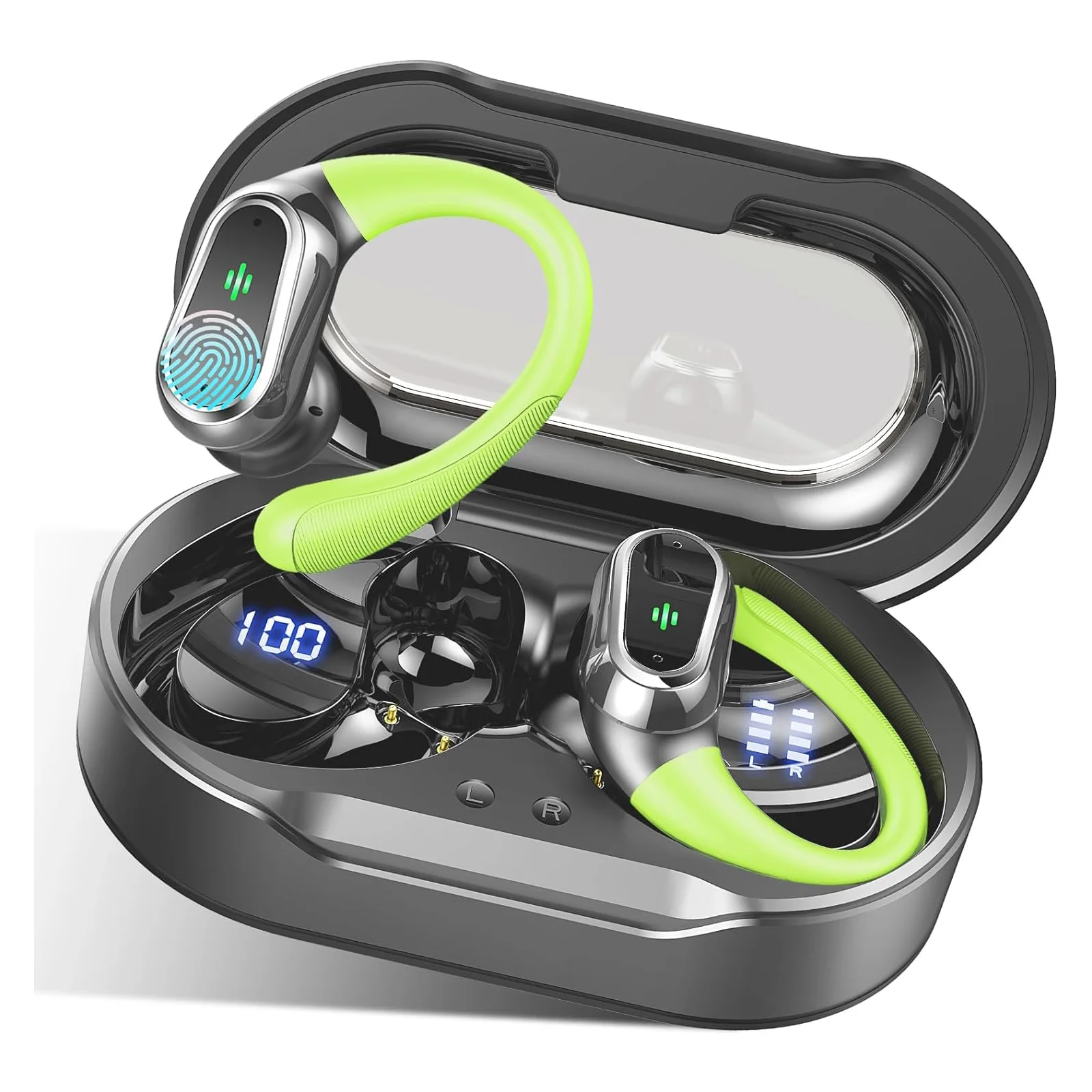 Wireless Earbuds, Bluetooth 5.3 Headphones Sports Headphones In Ear with ENC Noise Cancelling Mic, 50H Playback , LED Display.