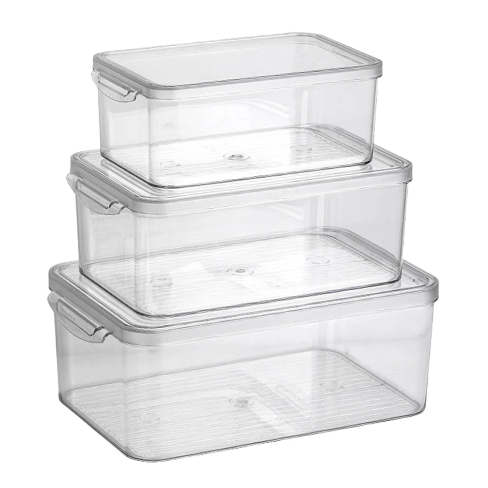 

3Pcs Refrigerator Food Storage Boxes Plastic Organizer Bins Stackable Crisper Fridge Storage Case Freezer Containers