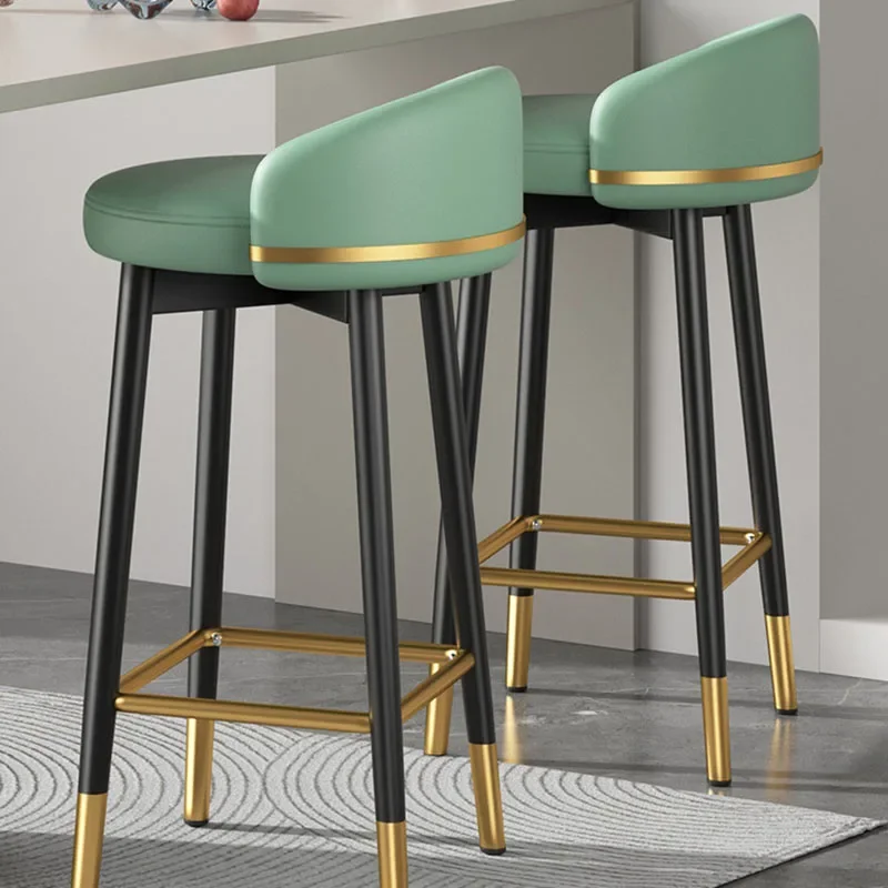 Nordic Modern Design Bar Stool  Dining Room Black Pu Leather Stool Luxury High Quality Tabourets De Furniture