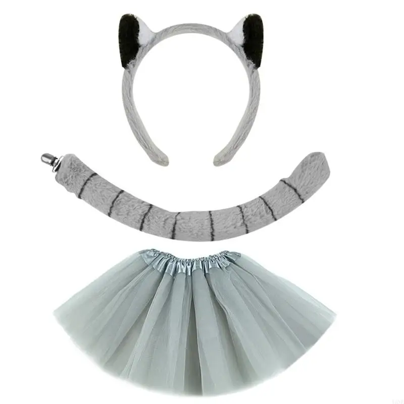 Y3ne Halloween Affenkostüm Set enthält Affenohrstirnband -Affen -Heck -Bowtie -Handschuh und Rock für Kinder Jungen Mädchen