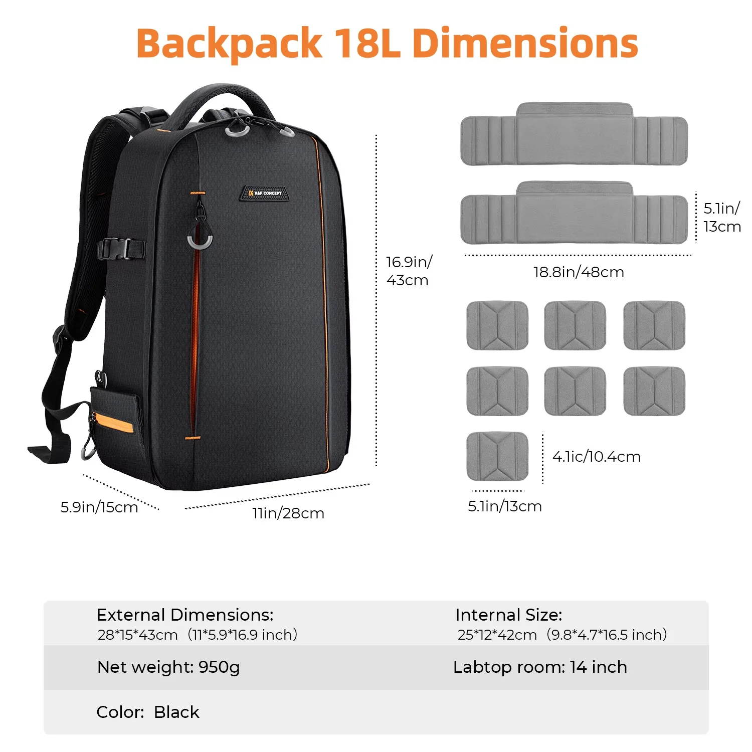 K&F CONCEPT 18L/10L Photography Camera Backpack Lightweight Waterproof Travel Camera Bag for Dslr Camera Canon Nikon Sony Laptop