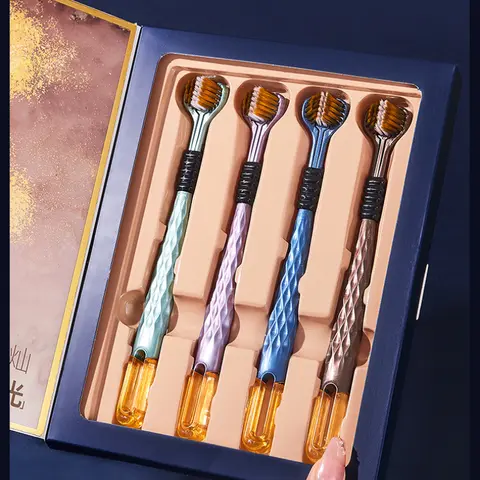 성인용 부드러운 U자형 칫솔 세트 상자, 가족 선물 상자, 미끄럼 방지, 3 면 3 면 칫솔, 4 개