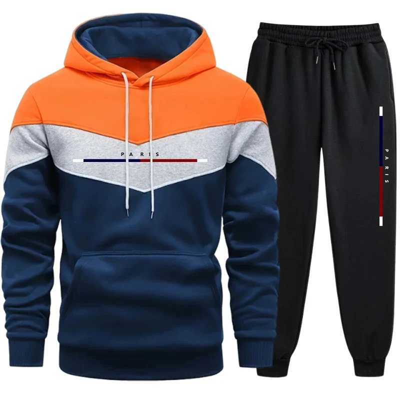 

Casual Quality Hot Sale Men Tracksuit Fashion Hoodie Tricolor Sweatshirt and Sweatpants Daily Sportswear Man Suit Comfort Sports