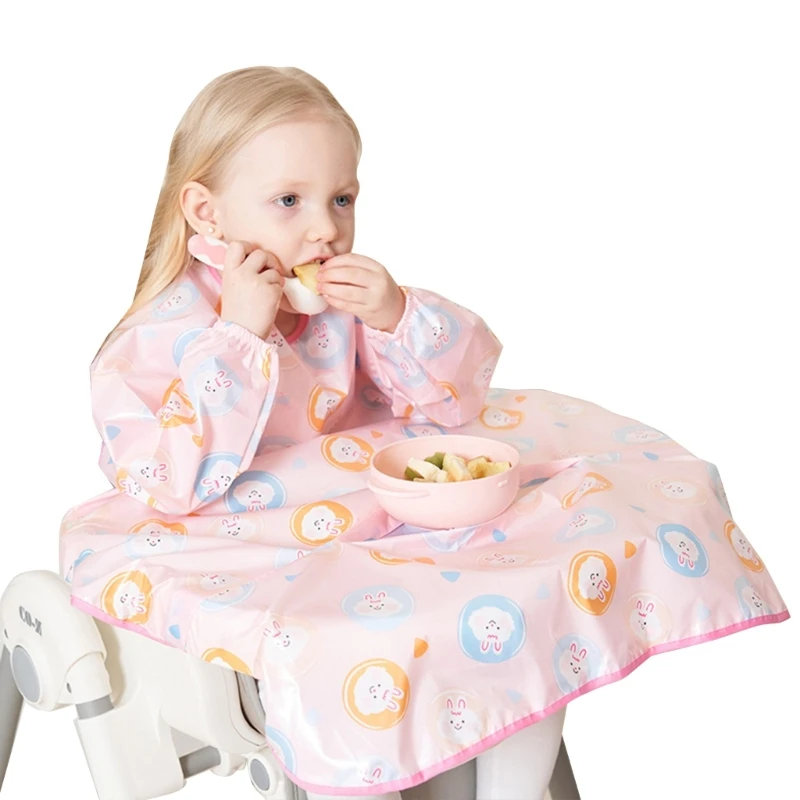 Baby Long Sleeved Bib Toddler Dining Chair Bib Self Feeding Food Bib Highchair