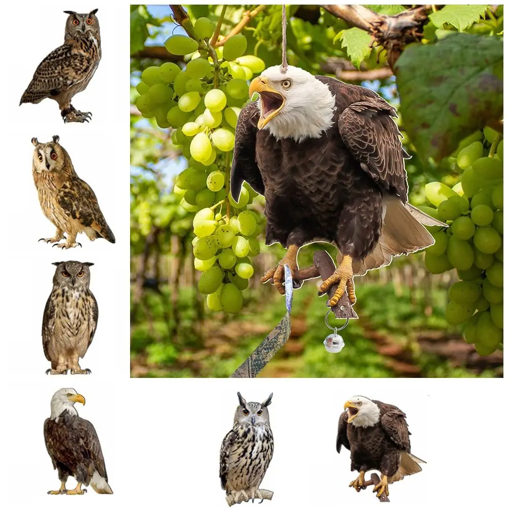 

With Bells Bird Repel Owl Scarecrow Rectangle Hanging Fake Bird Scare Device Waterproof Bird Repeller Balcony